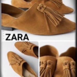 NWT Zara eu 36 Moccasin Slide-On Loafers with Tassels